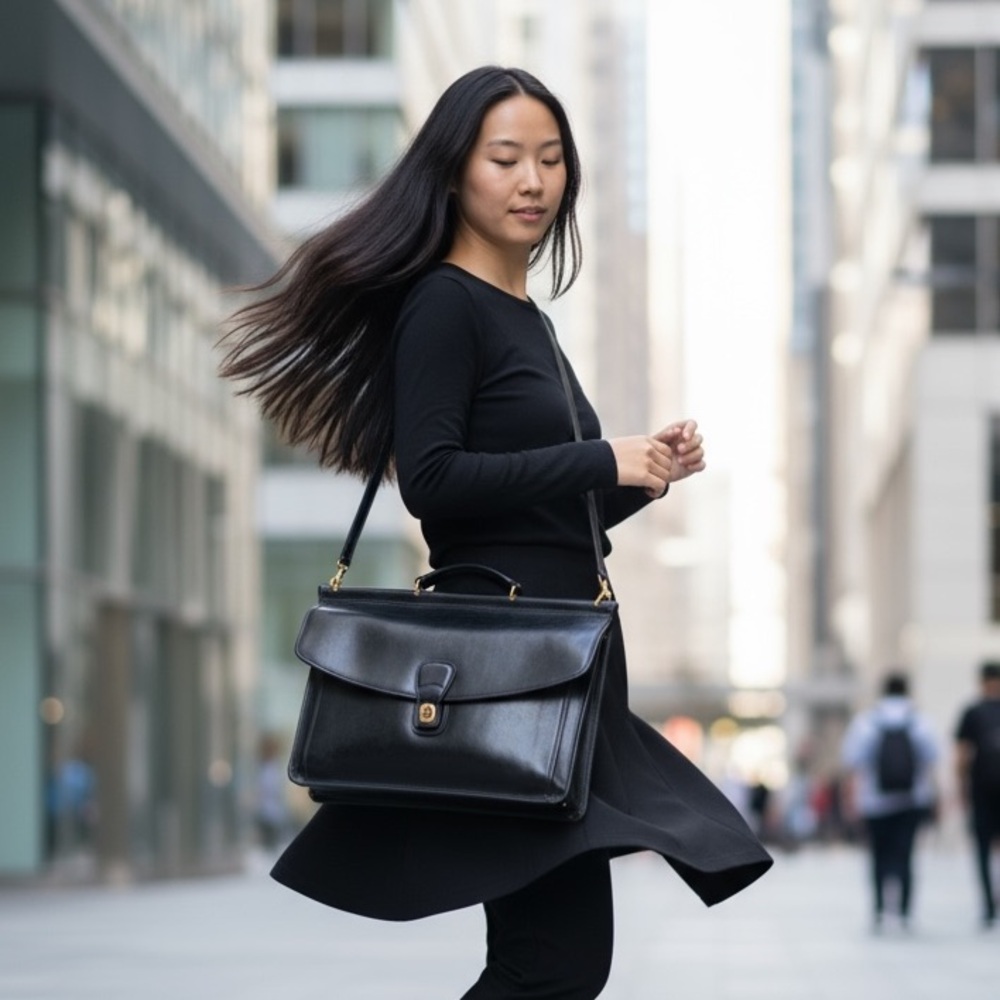 NOT AVAILABLE Coach Beekman Black Leather Messenger Bag